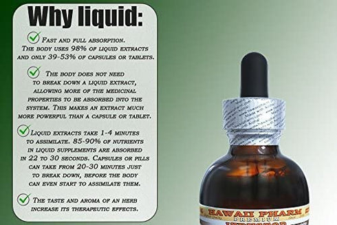 Maca Root Alcohol-Free Liquid Extract, Organic Maca (Lepidium Meyenii) Whole Dried Plant Glycerite Natural Herbal Supplement, Hawaii Pharm, USA 2oz